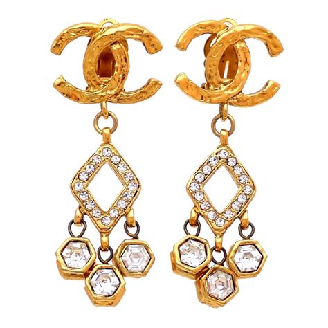 chanel cc diamond earrings|authentic chanel cc earrings.